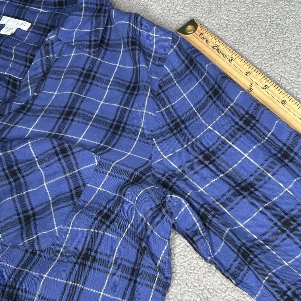 J Jill Shirt Womens Medium Tall Blue Plaid Button Front Tunic 100% Cotton - Picture 9 of 14